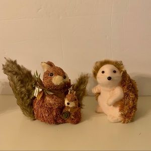 SQUIRREL, BABY CHIPMUNK & HEDGEHOG DECORATIONS